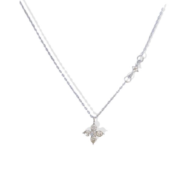 Silver Crystal Clover Star Necklace