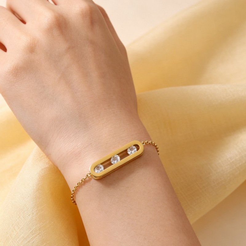 Sliding Triple Zircon Bar Bracelet