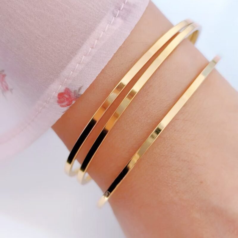 Slim Flat Gold Bangle