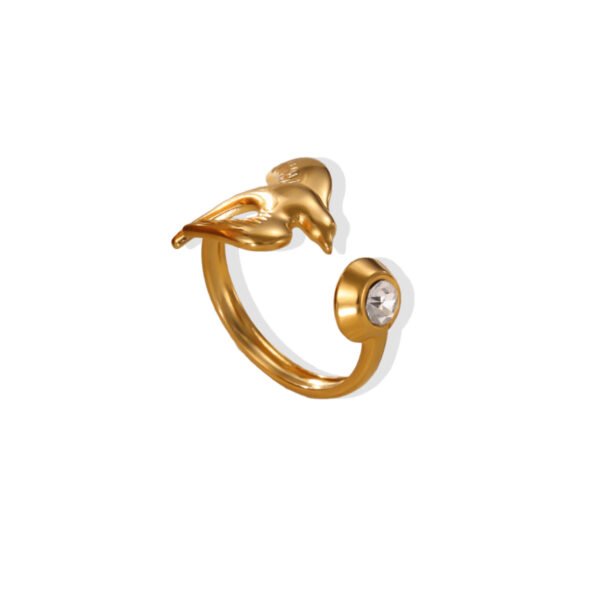 Soaring Swallow Bezel Zircon Bypass Open Ring