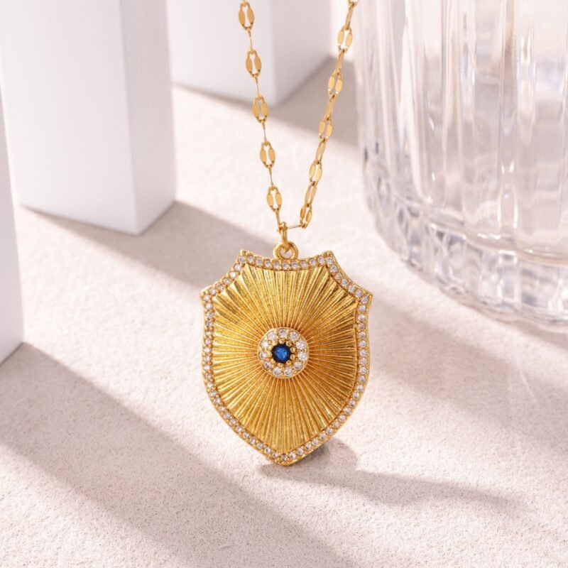 Sunburst Shield Evil Eye Necklace