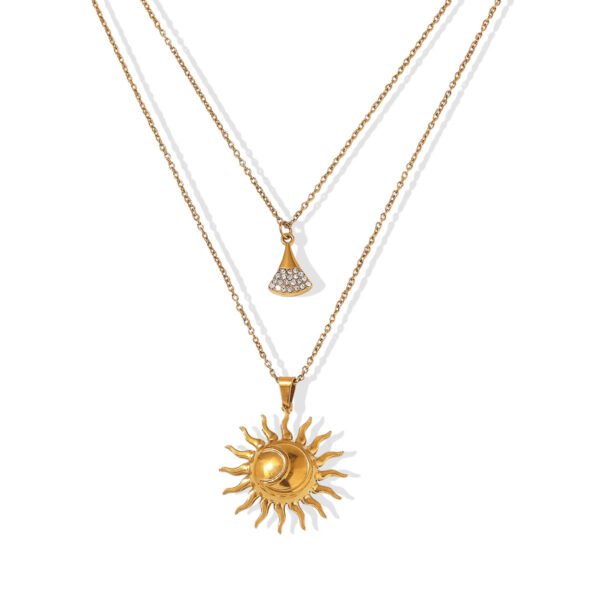 Sunburst & Zircon Drop Layered Necklace