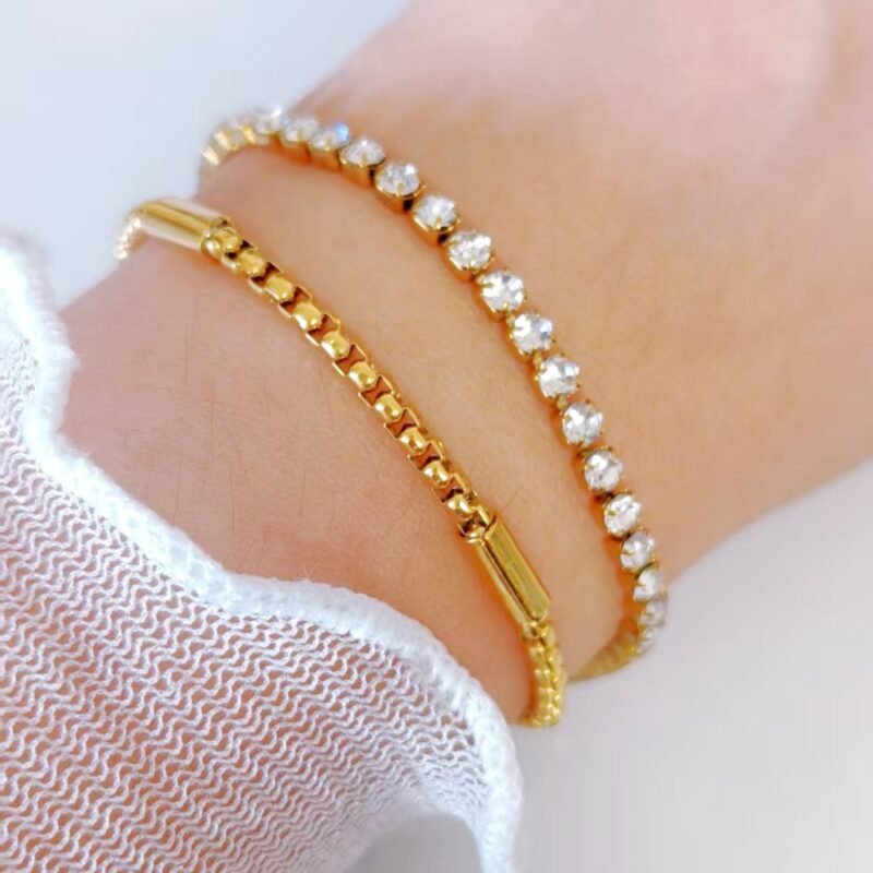 Tennis & Box Chain Stack Bracelet