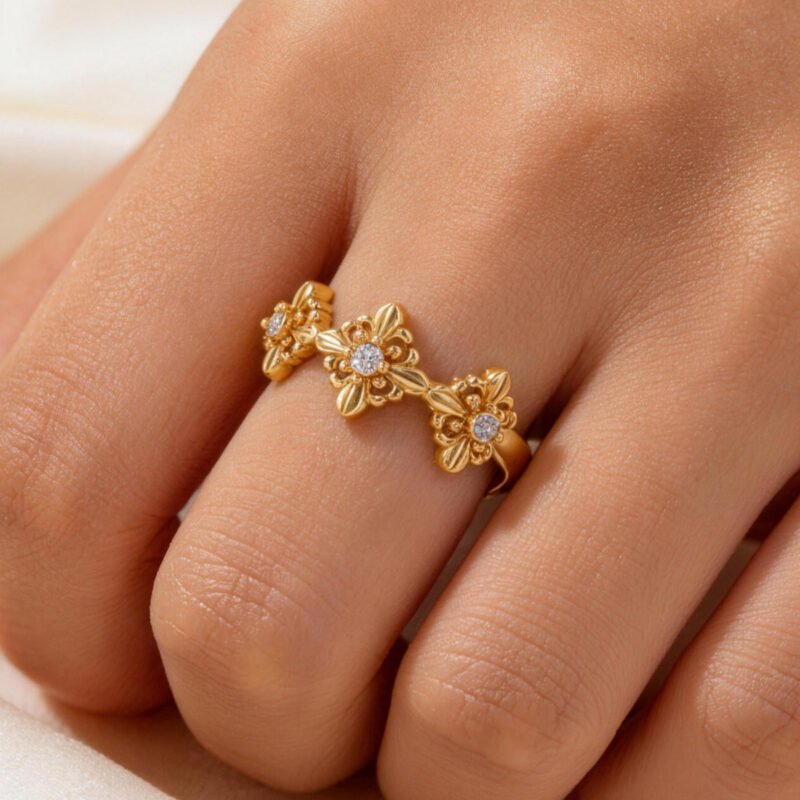 Triple Bloom Floral Ring