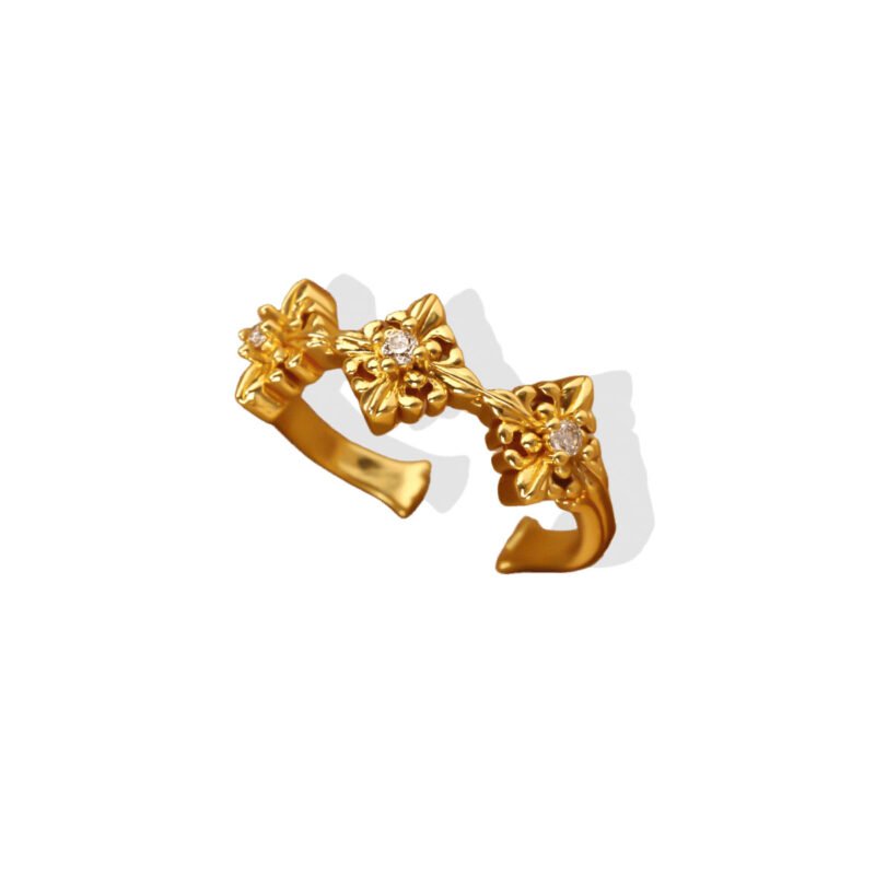 Triple Bloom Floral Ring