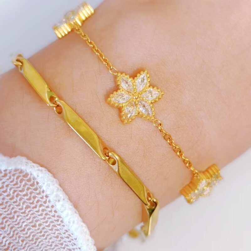 Triple Bloom Zircon Bracelet