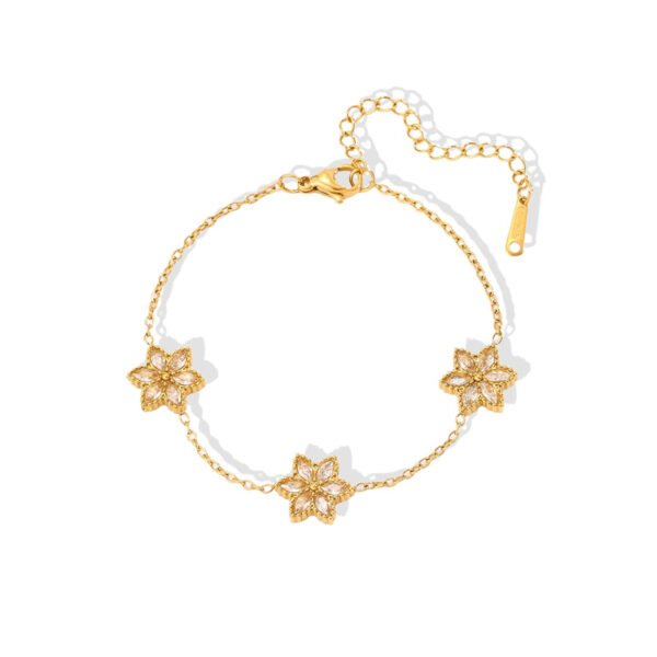 Triple Bloom Zircon Bracelet