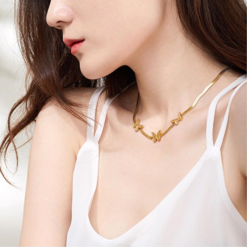 Triple Butterfly Herringbone Choker
