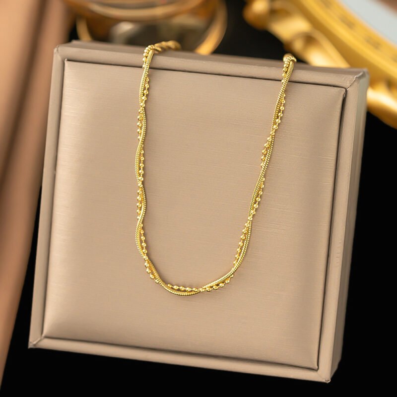 Twisted Bead & Snake Chain Necklace