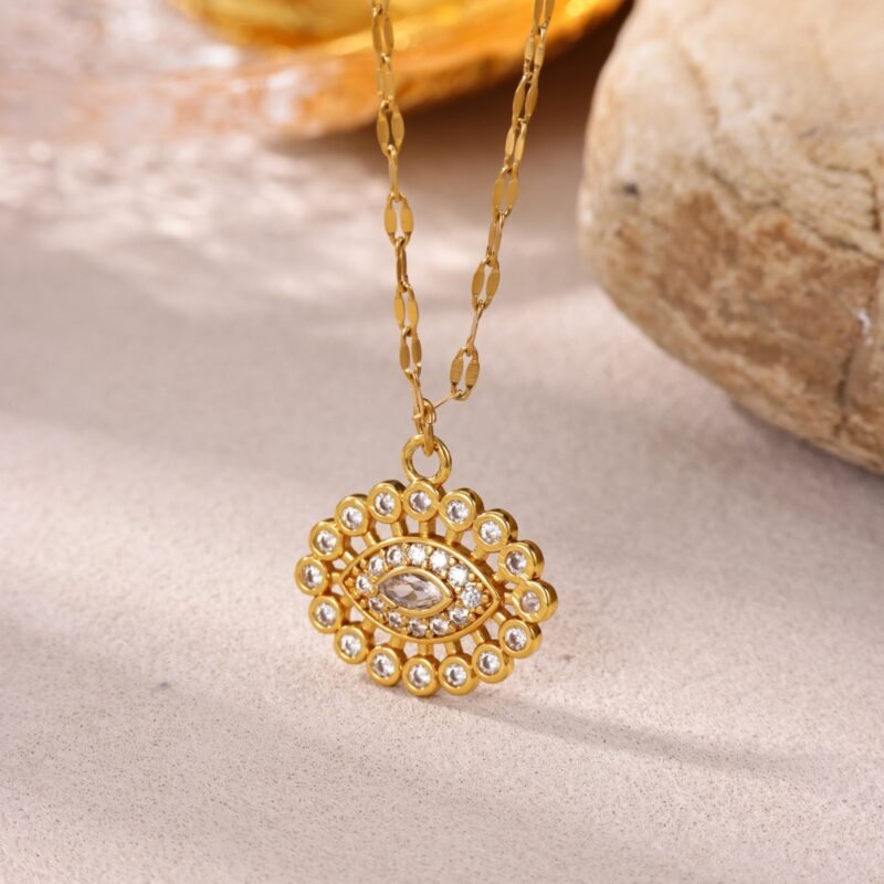 Vintage Halo Evil Eye Necklace