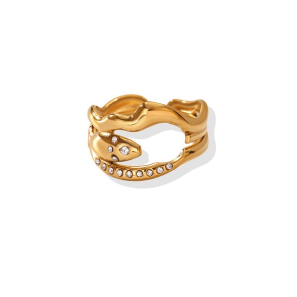 Zircon Pavรฉ Coiled Serpent Wrap Open Ring