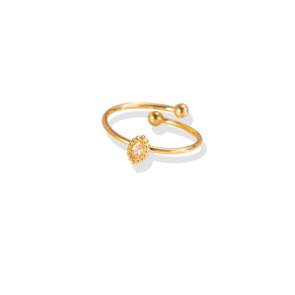 Beaded Halo Marquise Zircon Dainty Open Ring