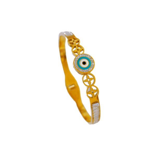 Evil Eye Clover Baguette Pavรฉ Hinged Bangle
