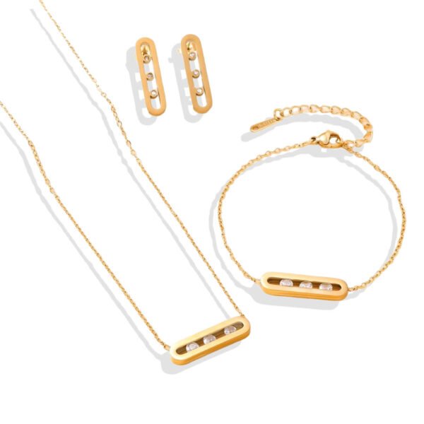 Floating Zircon Bar Necklace, Bracelet & Earring Set