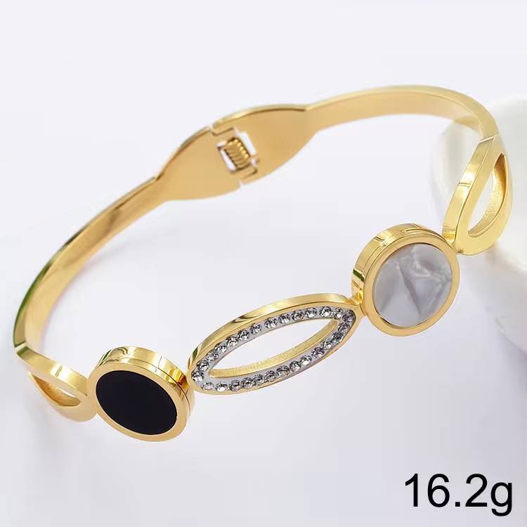 Marble & Onyx Trio Pavé Hinged Bangle Bracelet