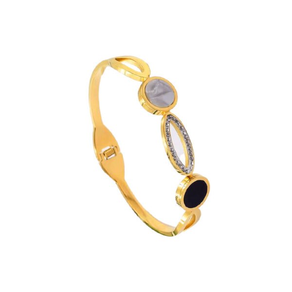 Marble & Onyx Trio Pavรฉ Hinged Bangle Bracelet