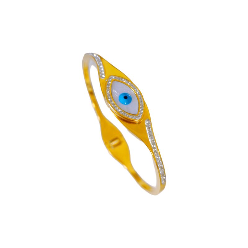 Marquise Evil Eye Shell Pavé Hinged Bangle