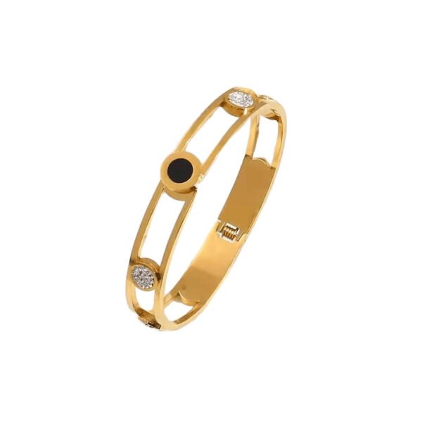 Open Link Onyx & Pavรฉ Bezel Hinged Bangle