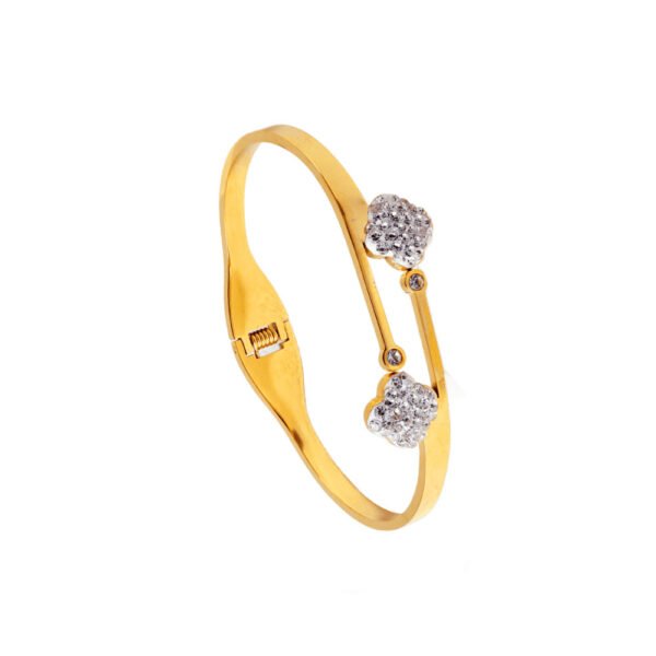 Pavรฉ Clover Bypass Hinged Bangle Bracelet