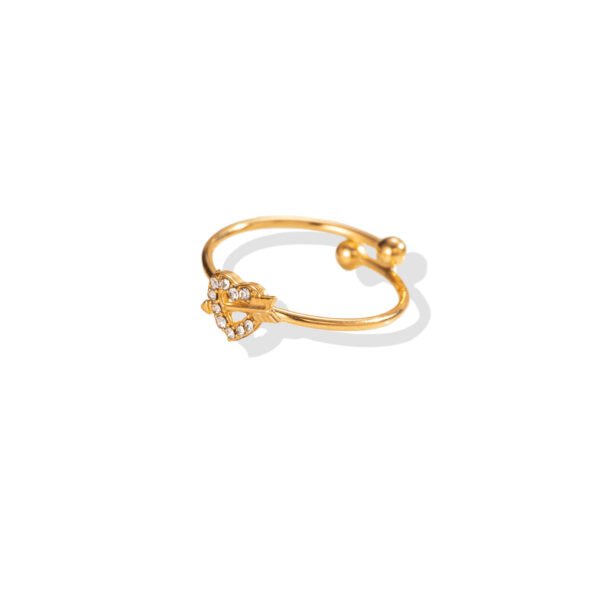 Pavรฉ Cupid's Arrow Heart Dainty Open Ring