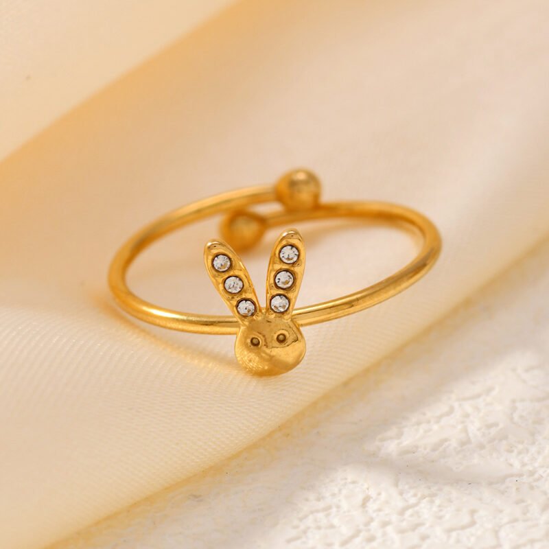Pavé Ear Bunny Face Dainty Open Ring