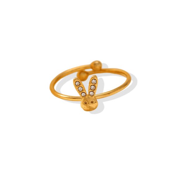 Pavรฉ Ear Bunny Face Dainty Open Ring