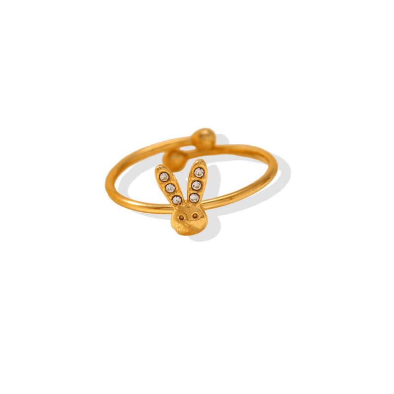 Pavé Ear Bunny Face Dainty Open Ring