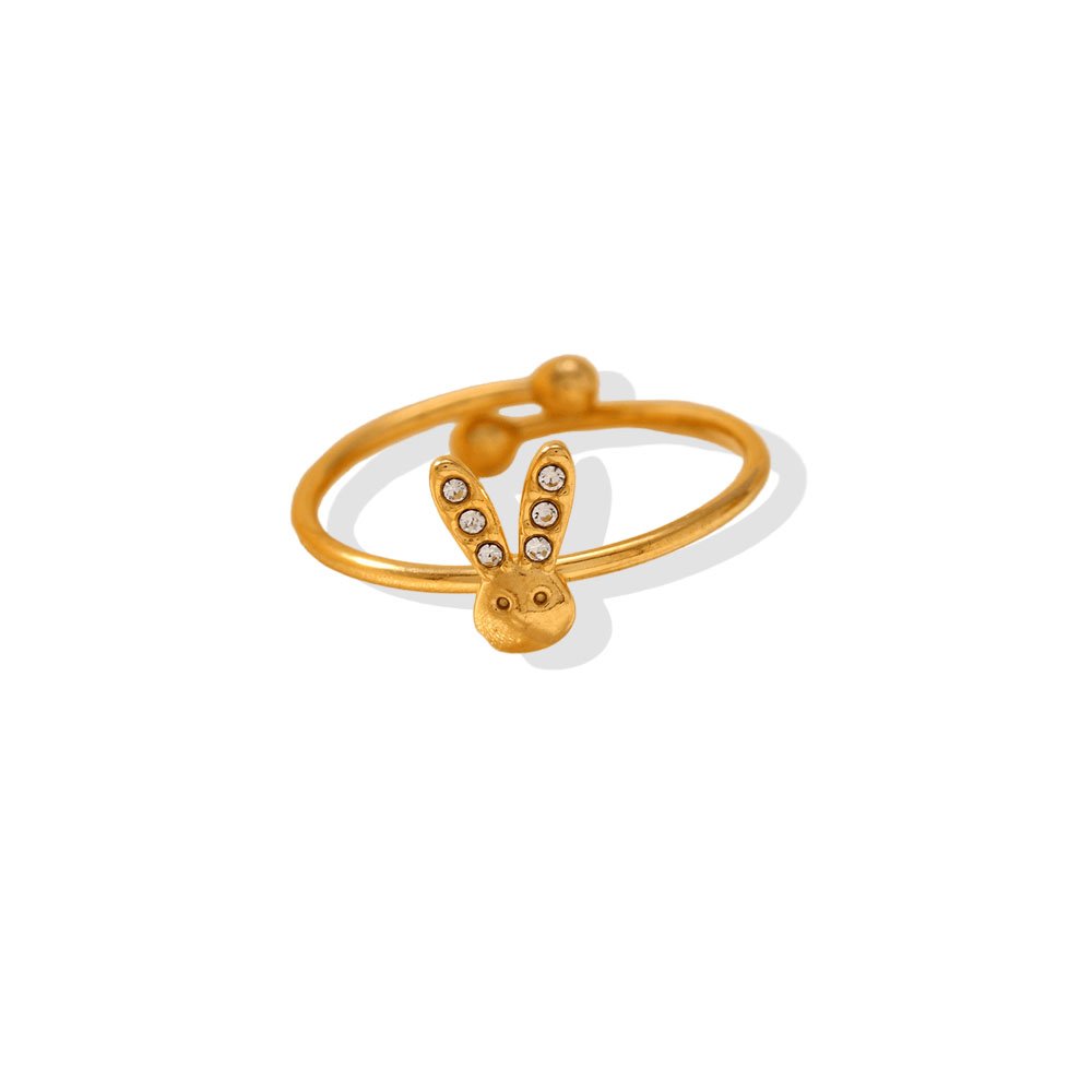 Pavé Ear Bunny Face Dainty Open Ring