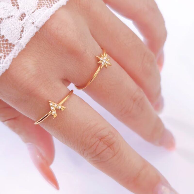 Pavé Initial V Dainty Open Ring