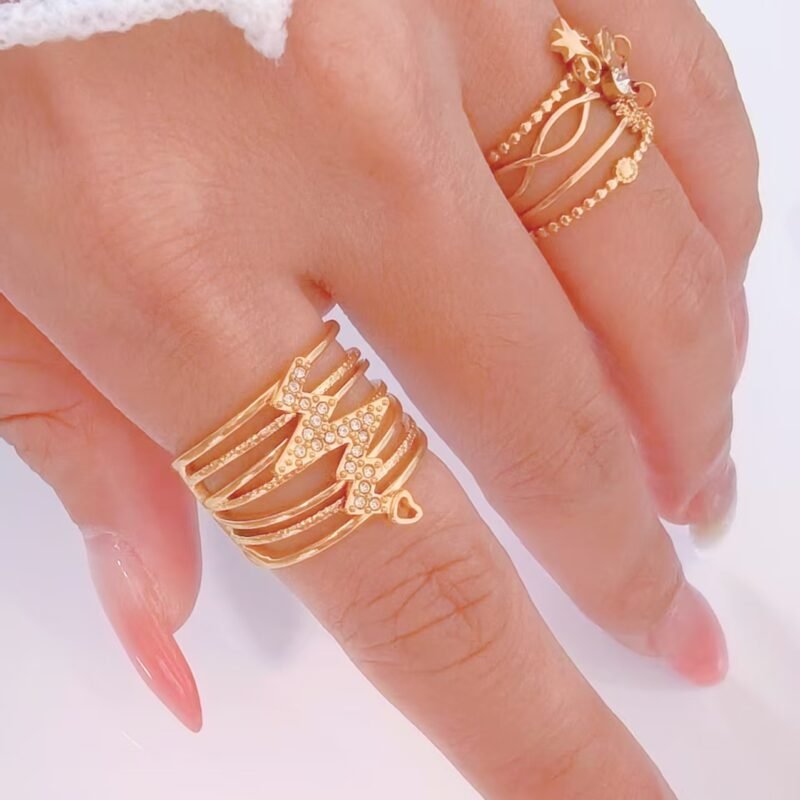 Pavé Lightning Bolt Cupid’s Arrow Wide Band Ring