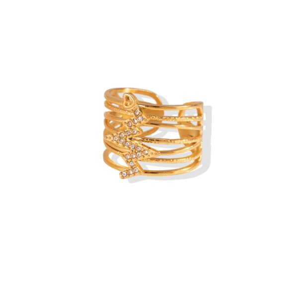 Pavรฉ Lightning Bolt Cupid's Arrow Wide Band Ring