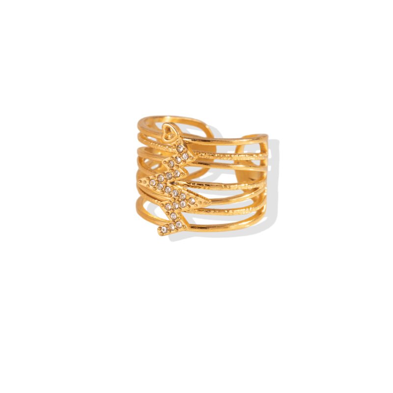 Pavé Lightning Bolt Cupid’s Arrow Wide Band Ring
