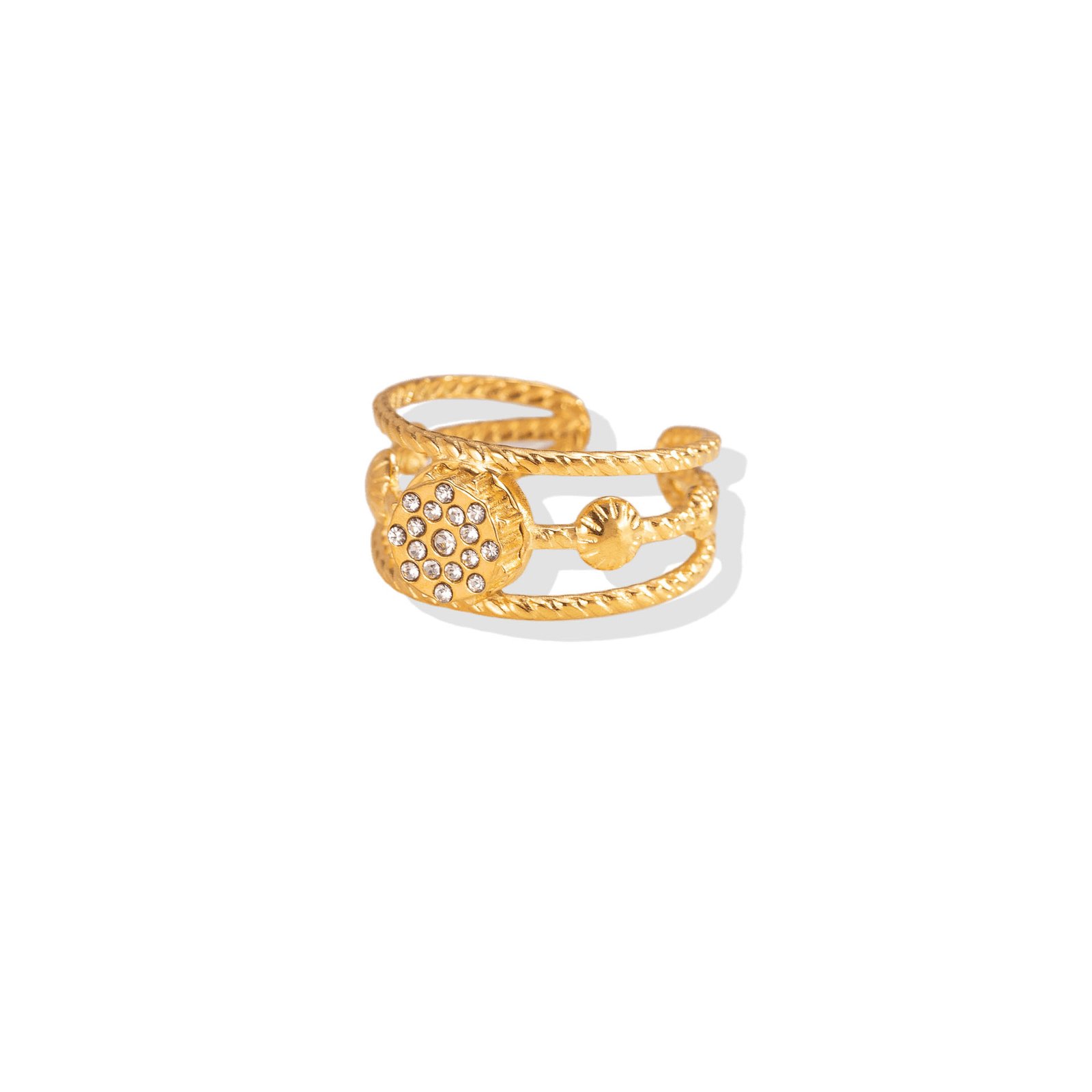 Pavé Sunburst Twisted Rope Open Ring