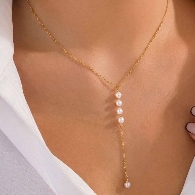 Pearl Drop Y-Chain Lariat Necklace