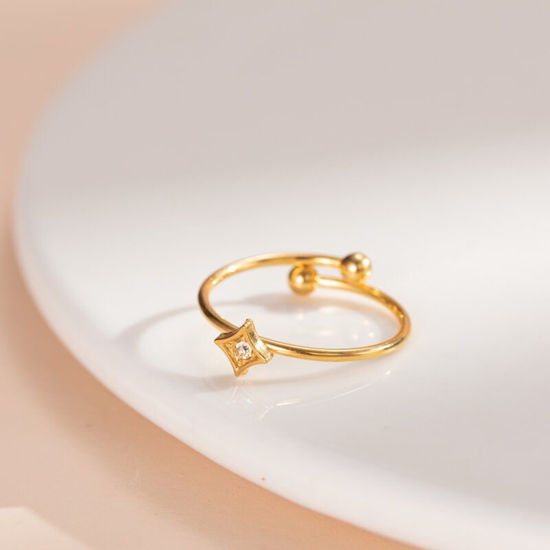 Sparkle Diamond Bezel Zircon Dainty Open Ring