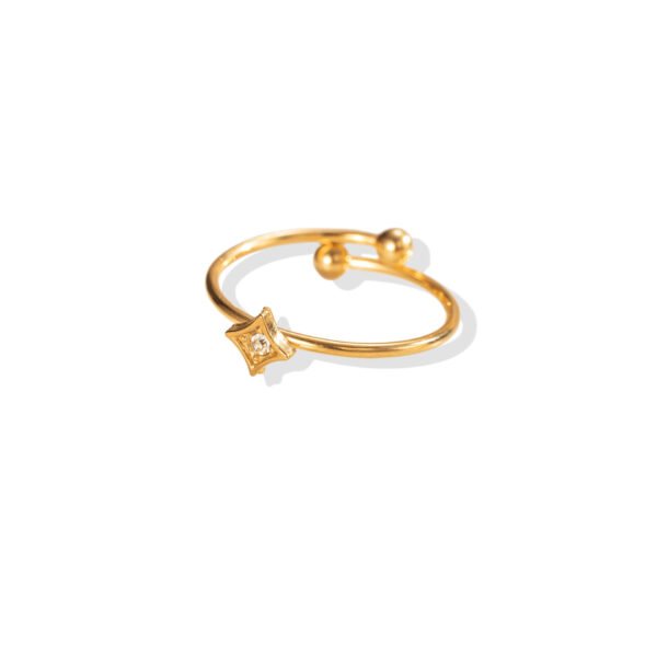 Sparkle Diamond Bezel Zircon Dainty Open Ring
