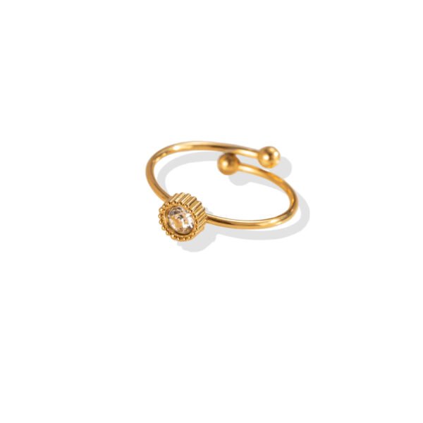 Sunburst Bezel Zircon Dainty Open Ring