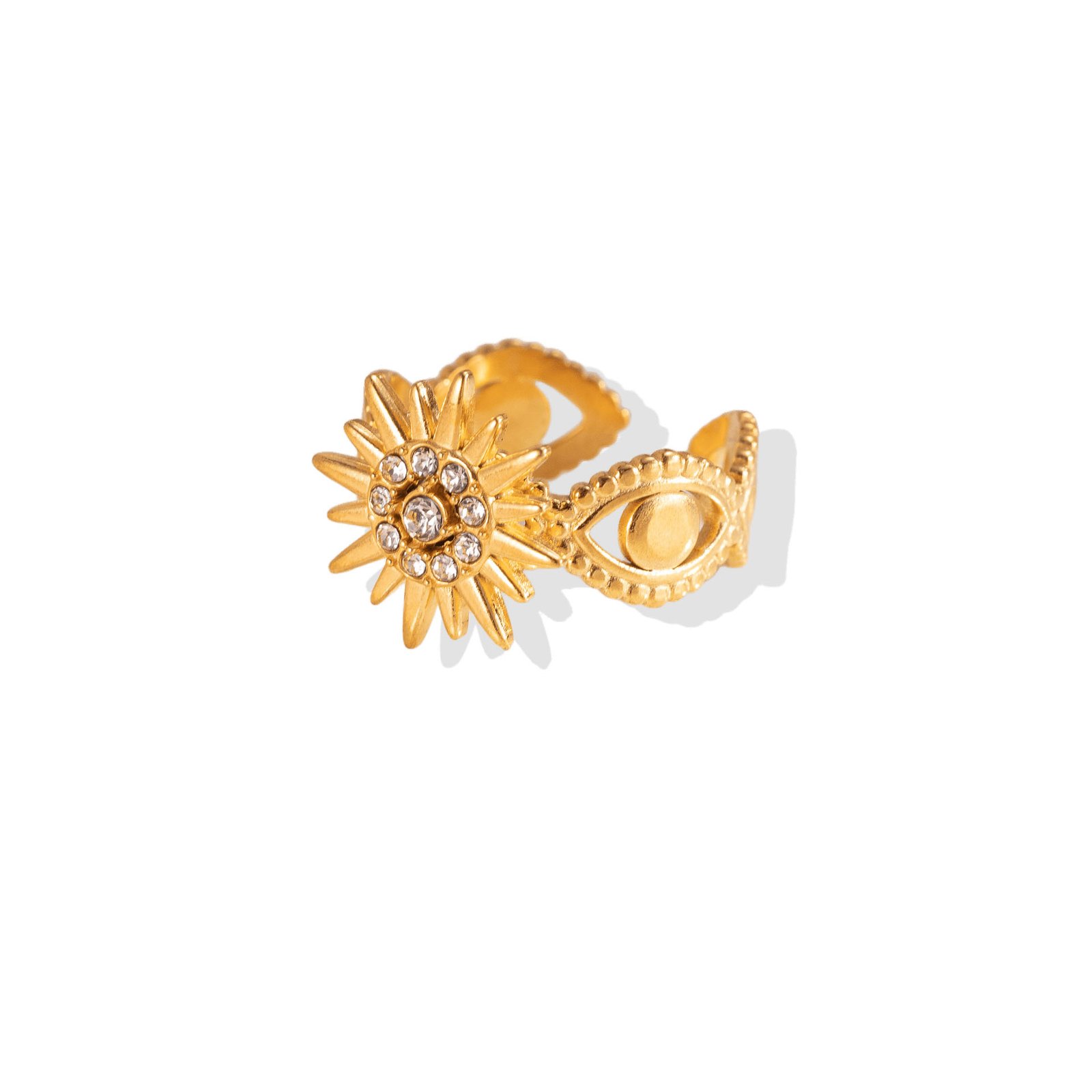 Sunburst Evil Eye Pavé Open Ring