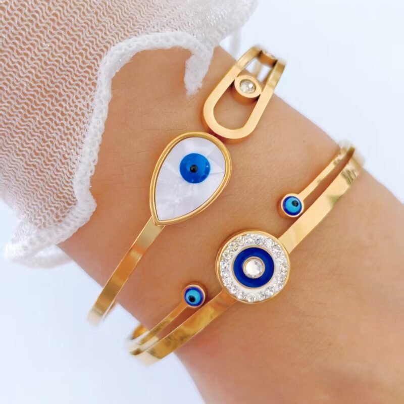 Teardrop Evil Eye Open Loop Bypass Bangle