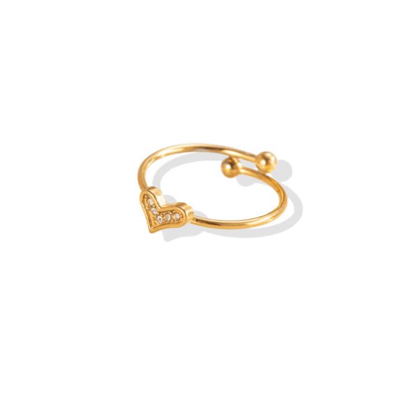 Tilted Pavรฉ Heart Dainty Open Ring