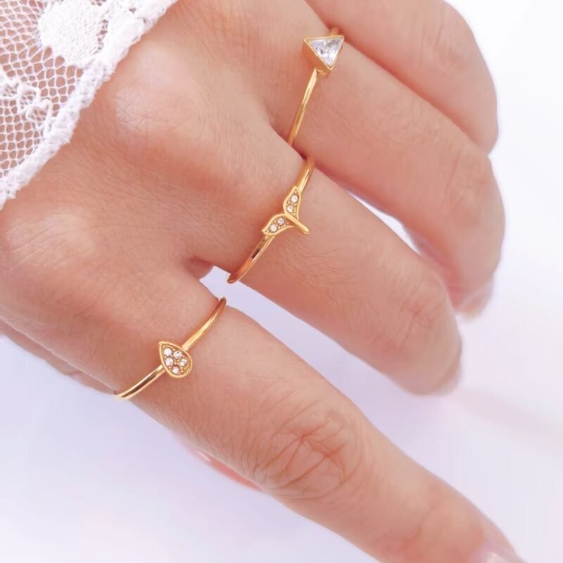 Triangle Bezel Zircon Dainty Open Ring