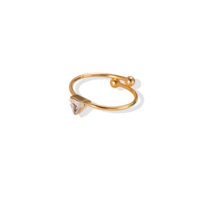 Triangle Bezel Zircon Dainty Open Ring