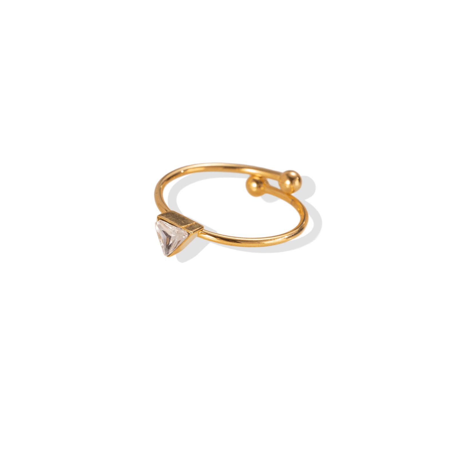 Triangle Bezel Zircon Dainty Open Ring