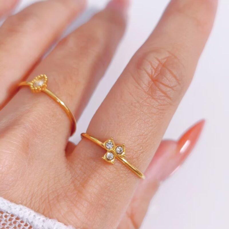 Triple Prong Zircon Trio Dainty Open Ring