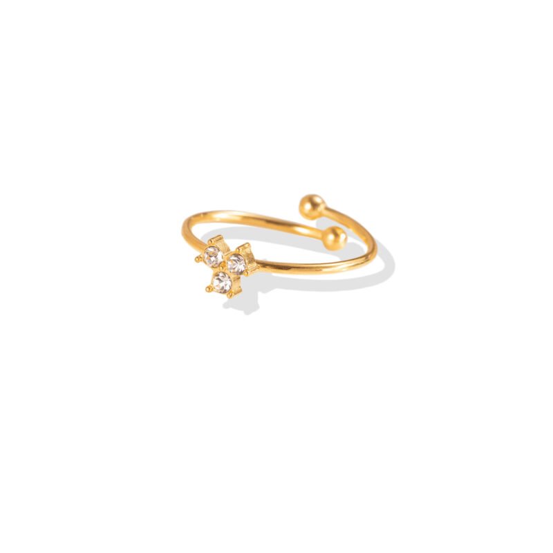 Triple Prong Zircon Trio Dainty Open Ring