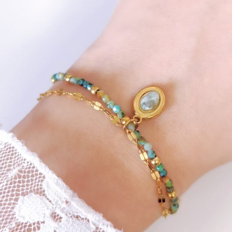 African Turquoise Layered Bracelet