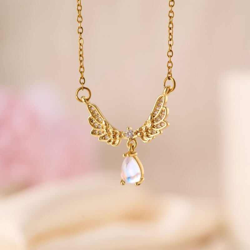 Angel Wings Moonstone Necklace