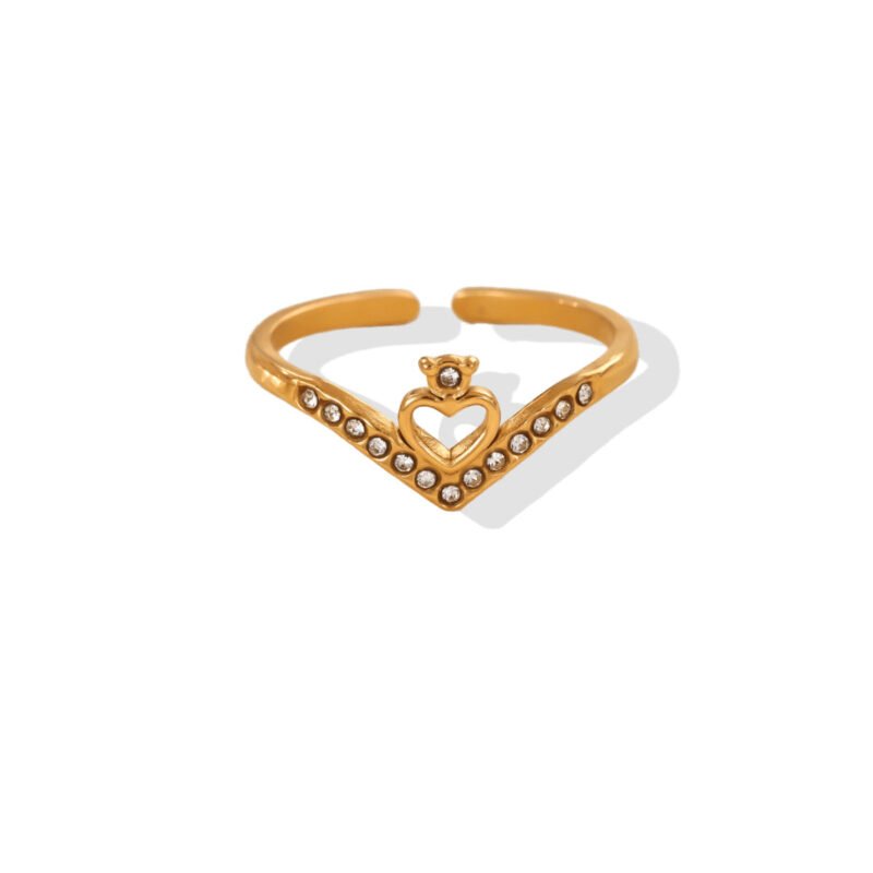 Crowned Heart Chevron Ring