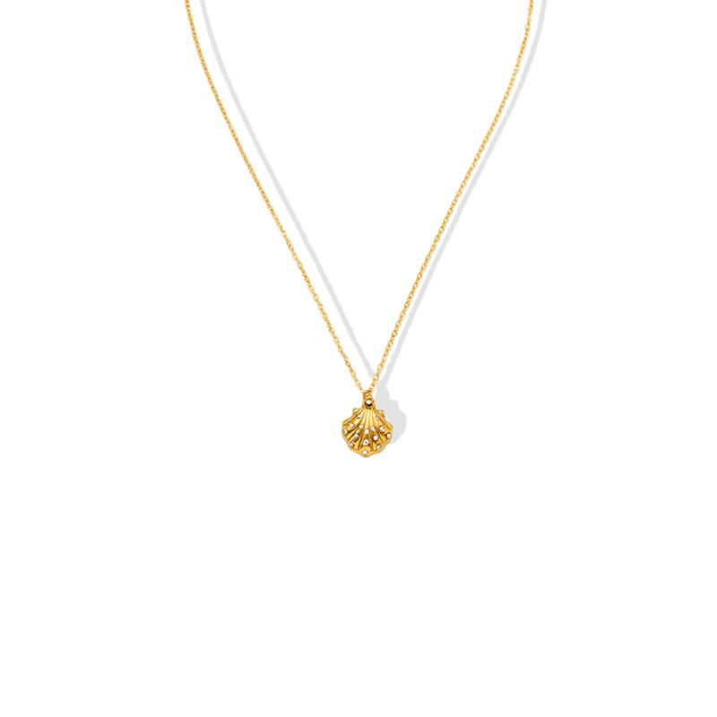 Dainty Seashell Zircon Pendant Necklace