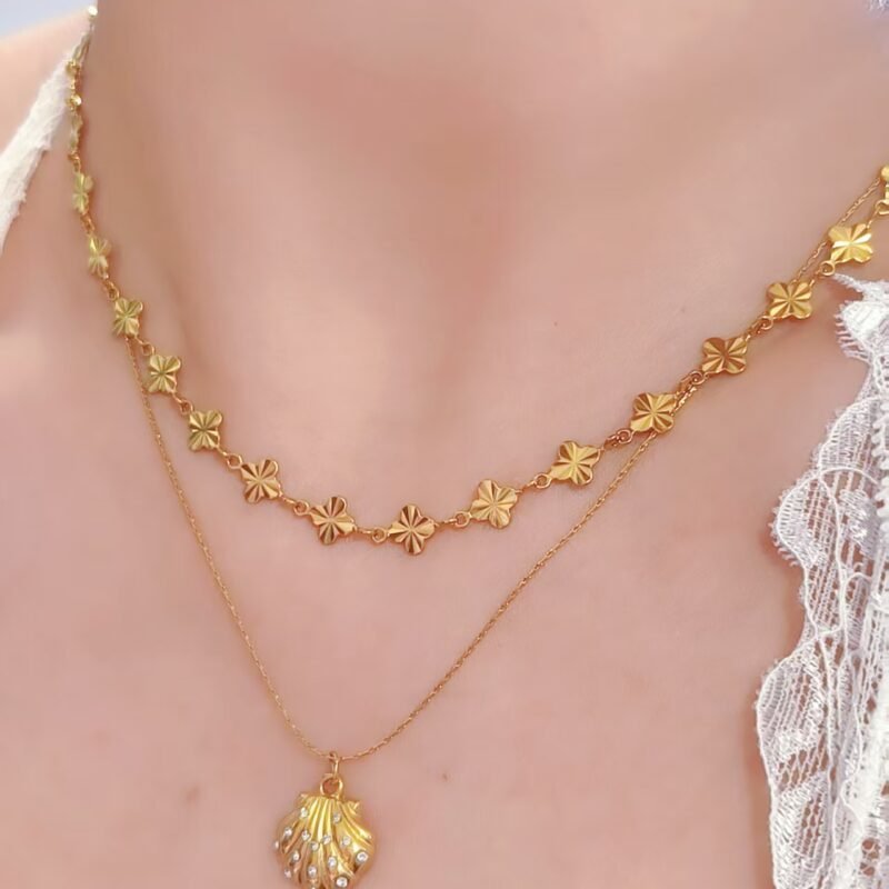 Dainty Seashell Zircon Pendant Necklace